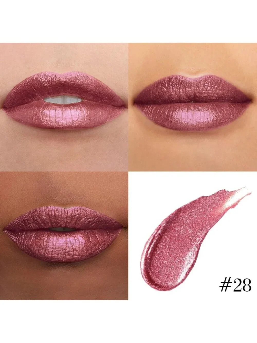 Womens 28# Light Plum Red-Glitter Metallic Liquid Lipstick lippies Lip Gloss
